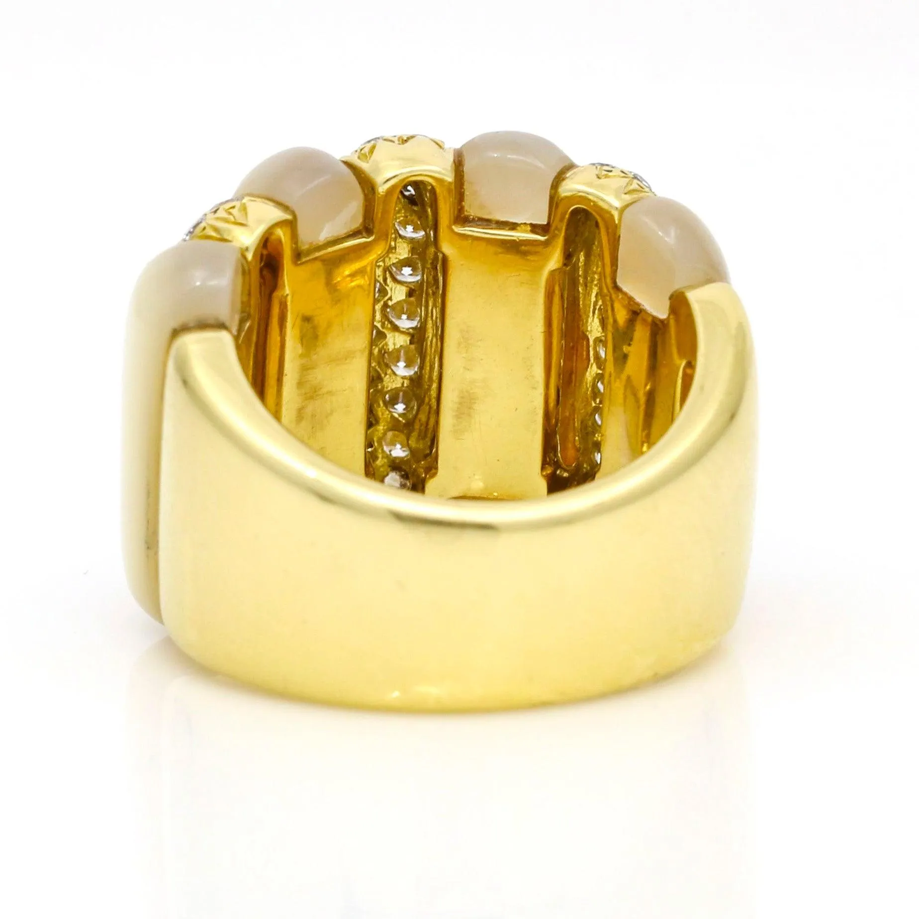 Gemlok Mother of Pearl and Diamond Statement Ring in 18k Yellow Gold