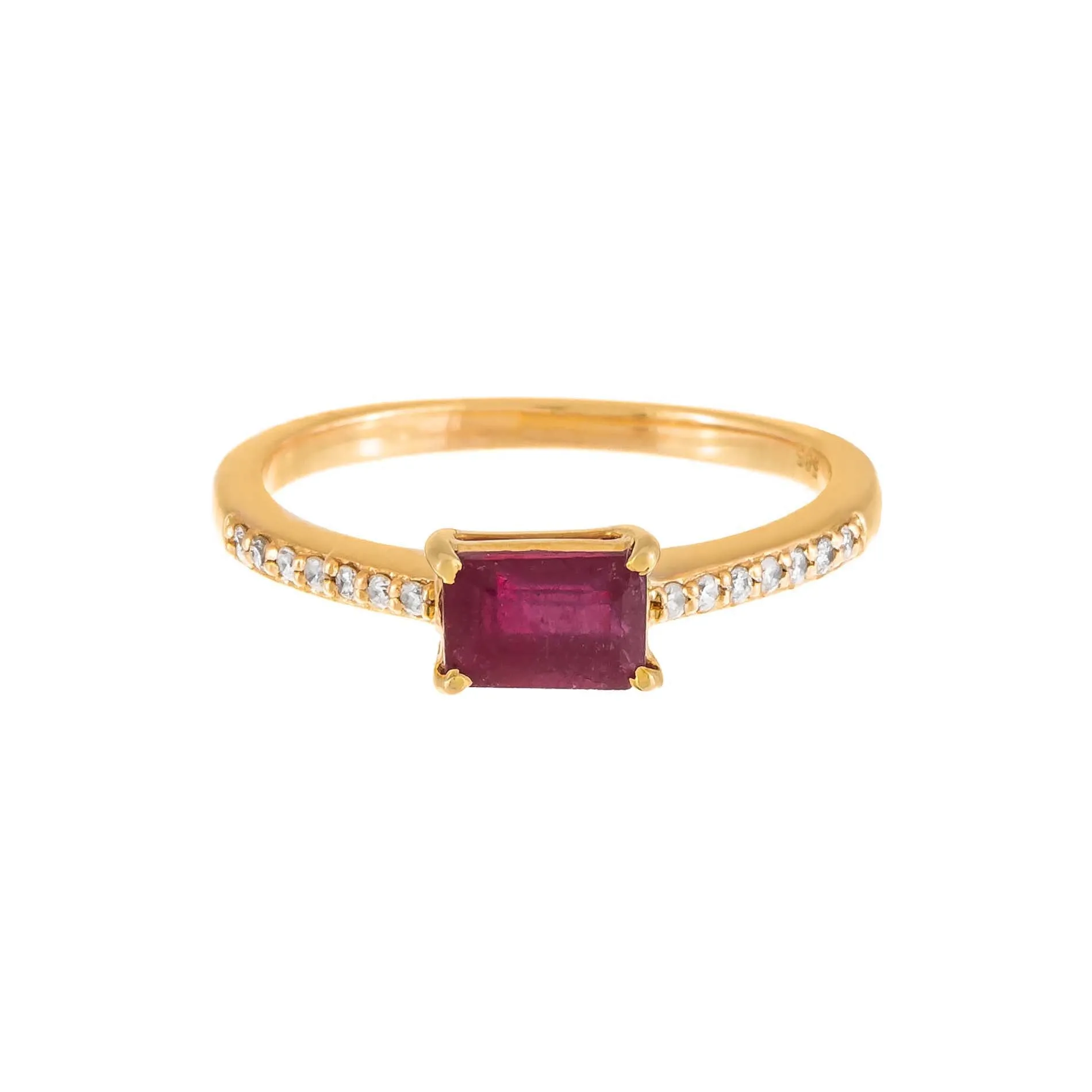 Gemstone Baguette Ring 14K