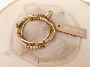 Gemstone Horizon Triple Wrap Bracelet