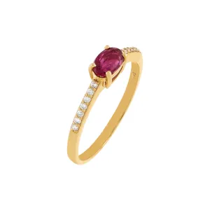Gemstone Oval Ring 14K