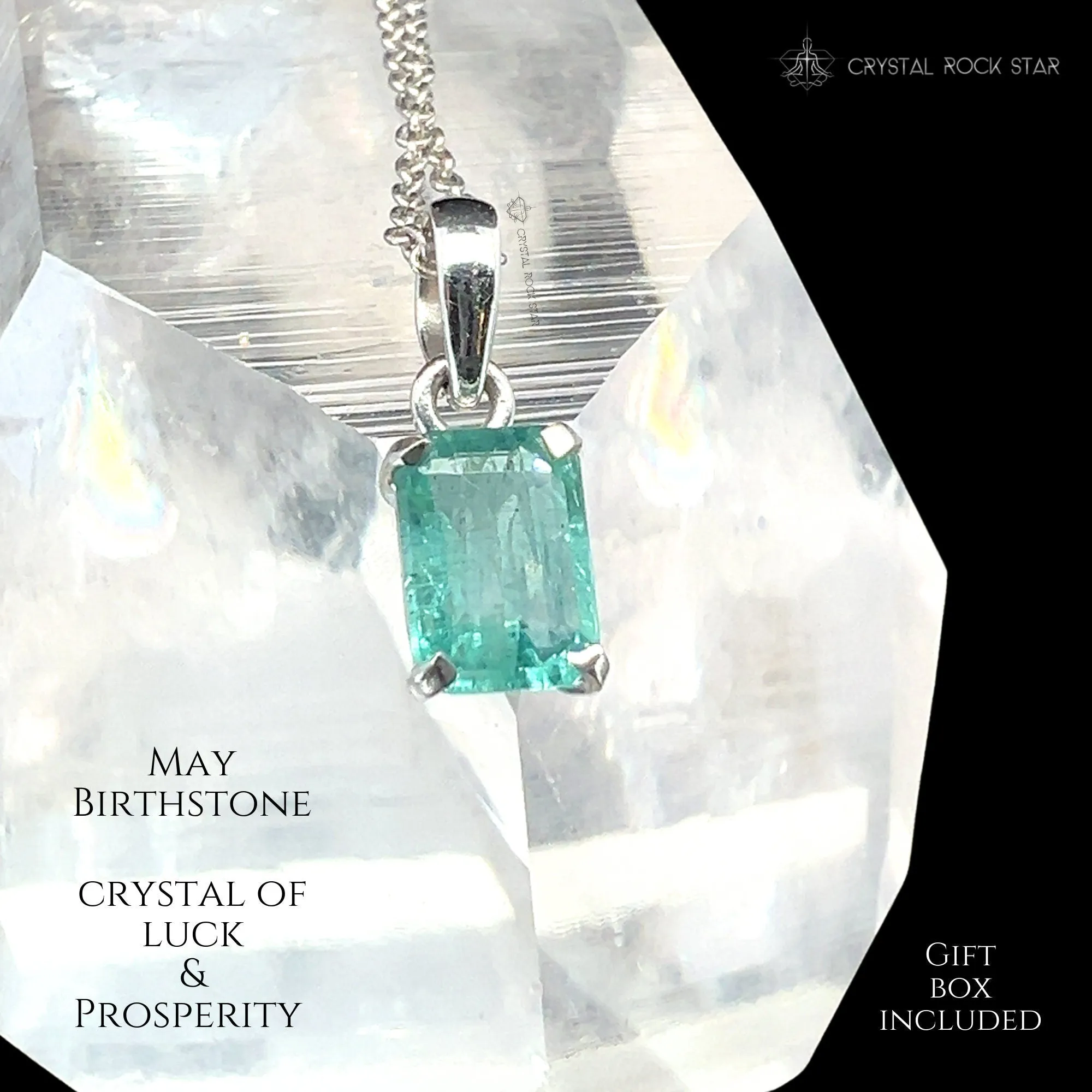 Genuine Emerald Sterling Silver Necklace