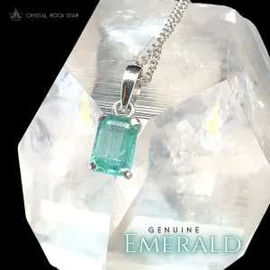 Genuine Emerald Sterling Silver Necklace
