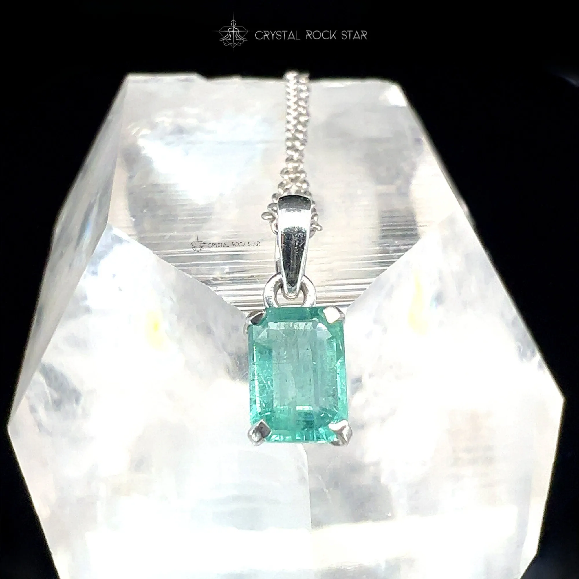 Genuine Emerald Sterling Silver Necklace