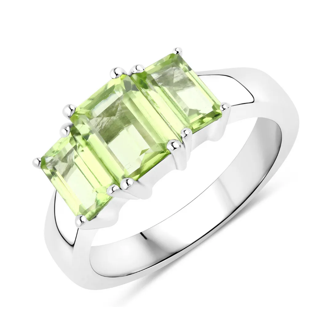 Genuine Peridot 3 Stone Ring