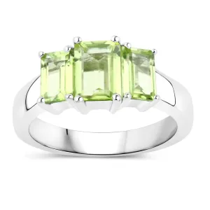 Genuine Peridot 3 Stone Ring