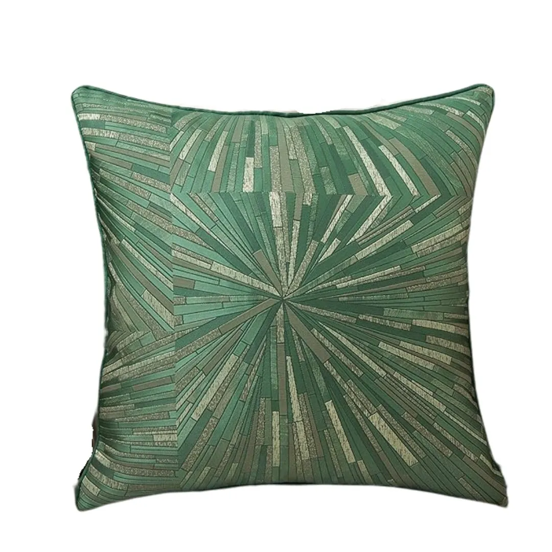 Geometric Sunburst Throw Pillow in Green (20x20)