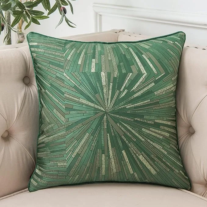 Geometric Sunburst Throw Pillow in Green (20x20)