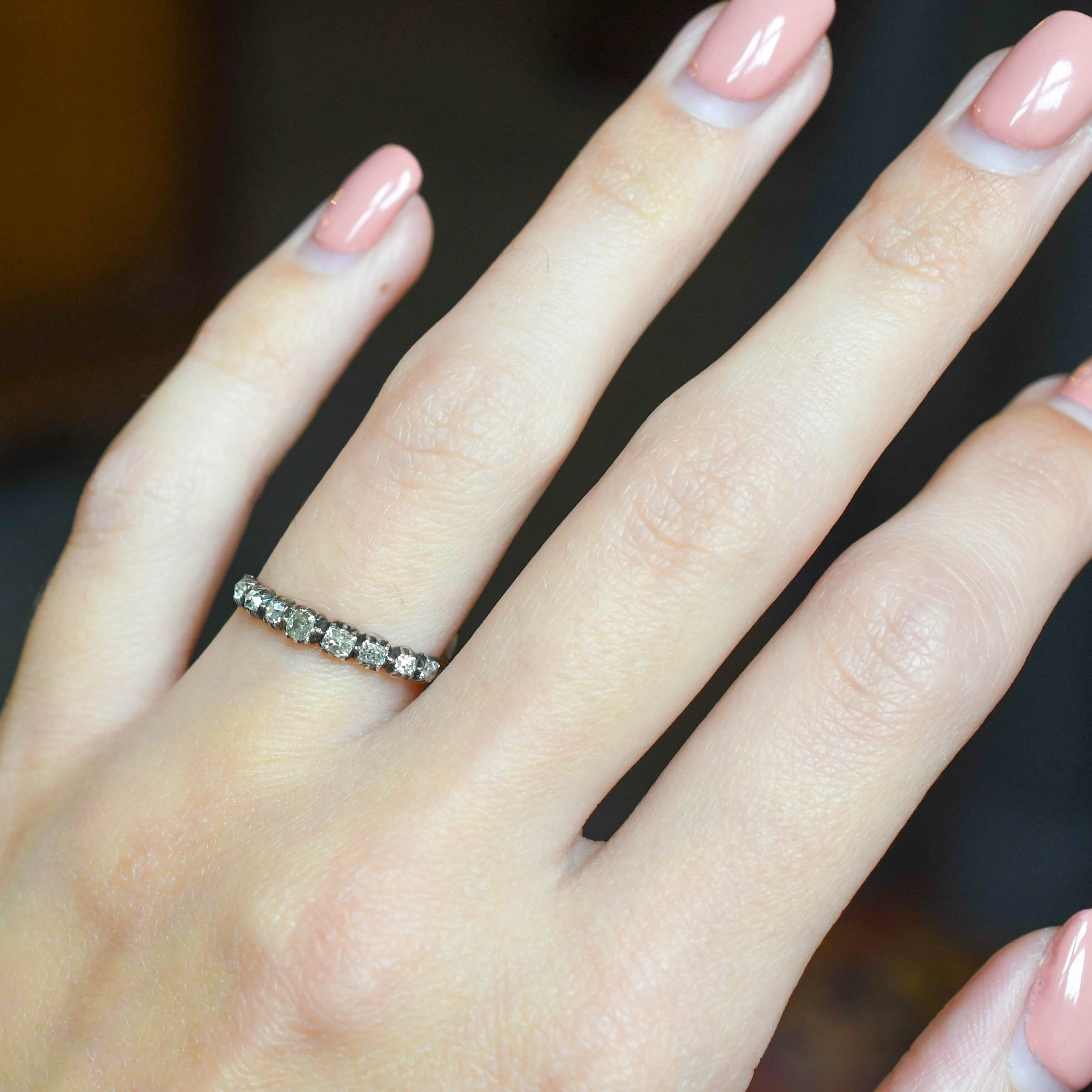 Georgian Diamond Half Hoop Eternity Ring