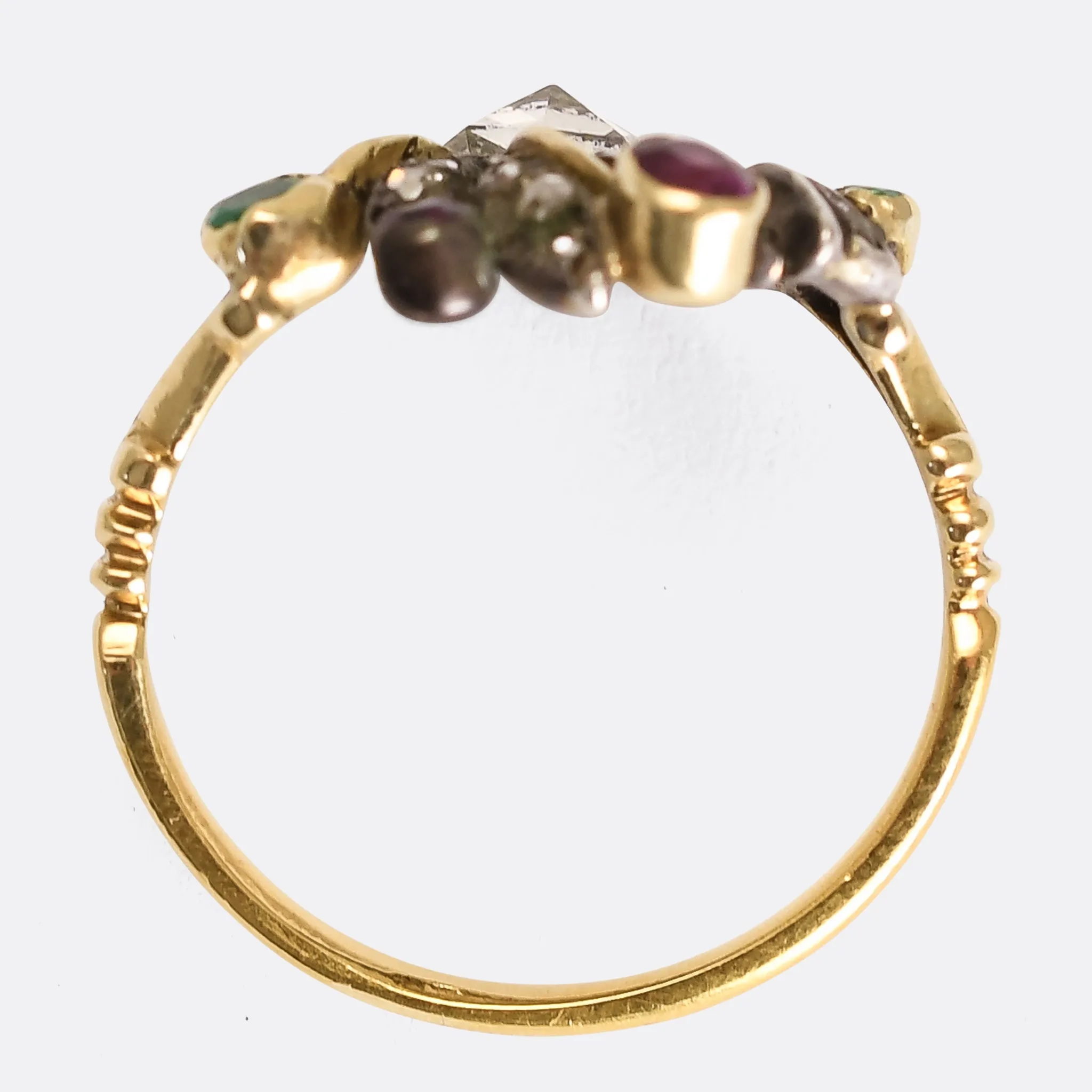Georgian Diamond, Ruby & Emerald Giardinetti Ring