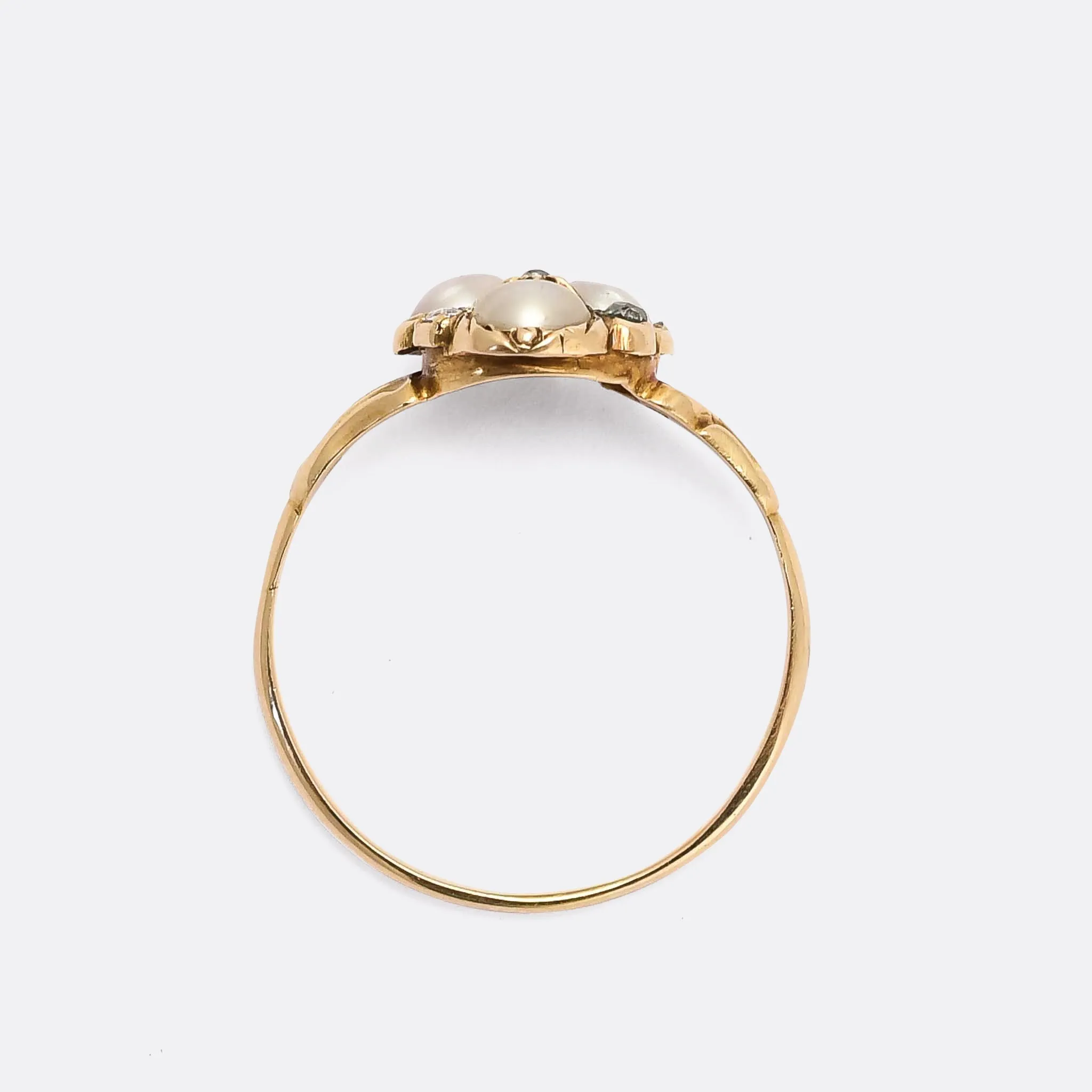 Georgian Pearl Three-Stone Cluster Ring