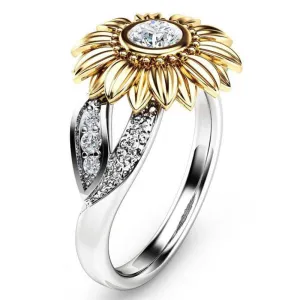 Gold Silver Color Sunflower Rings