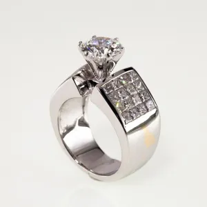 Gorgeous 1.71 Carat D Color Round Diamond Solitaire Ring Princess Accents Size 5