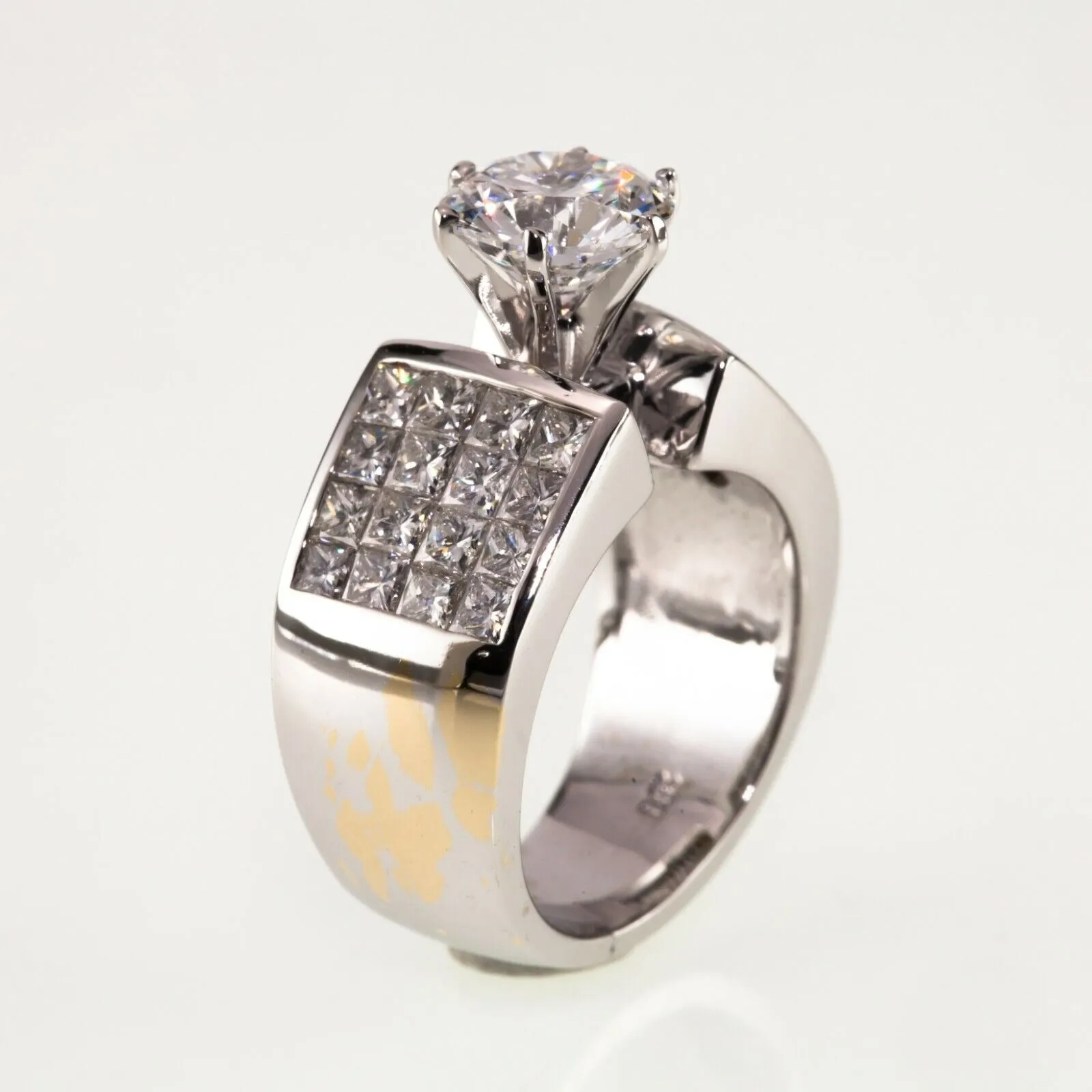 Gorgeous 1.71 Carat D Color Round Diamond Solitaire Ring Princess Accents Size 5
