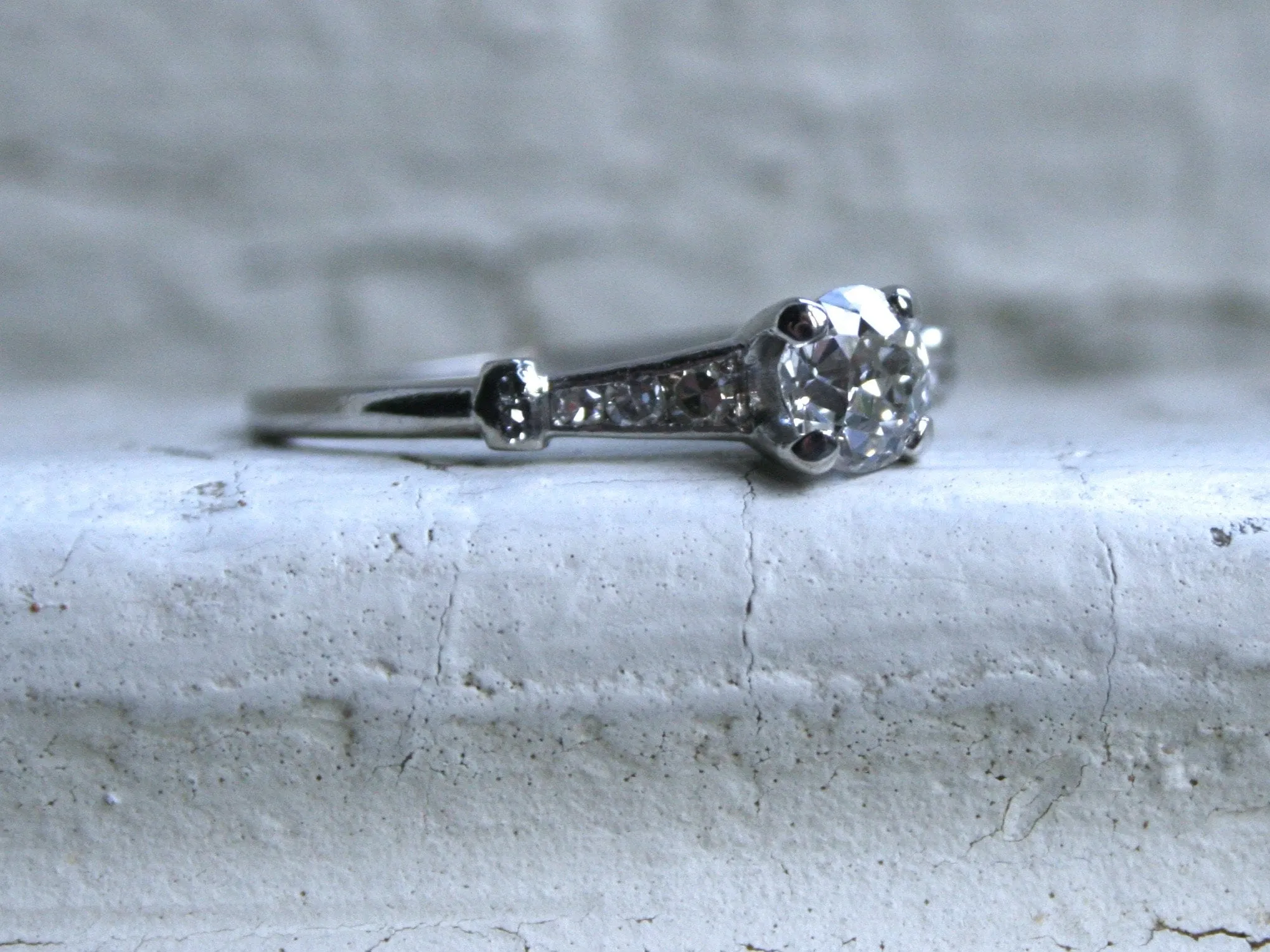 Gorgeous Antique Platinum Diamond Engagement Ring - 0.75ct.