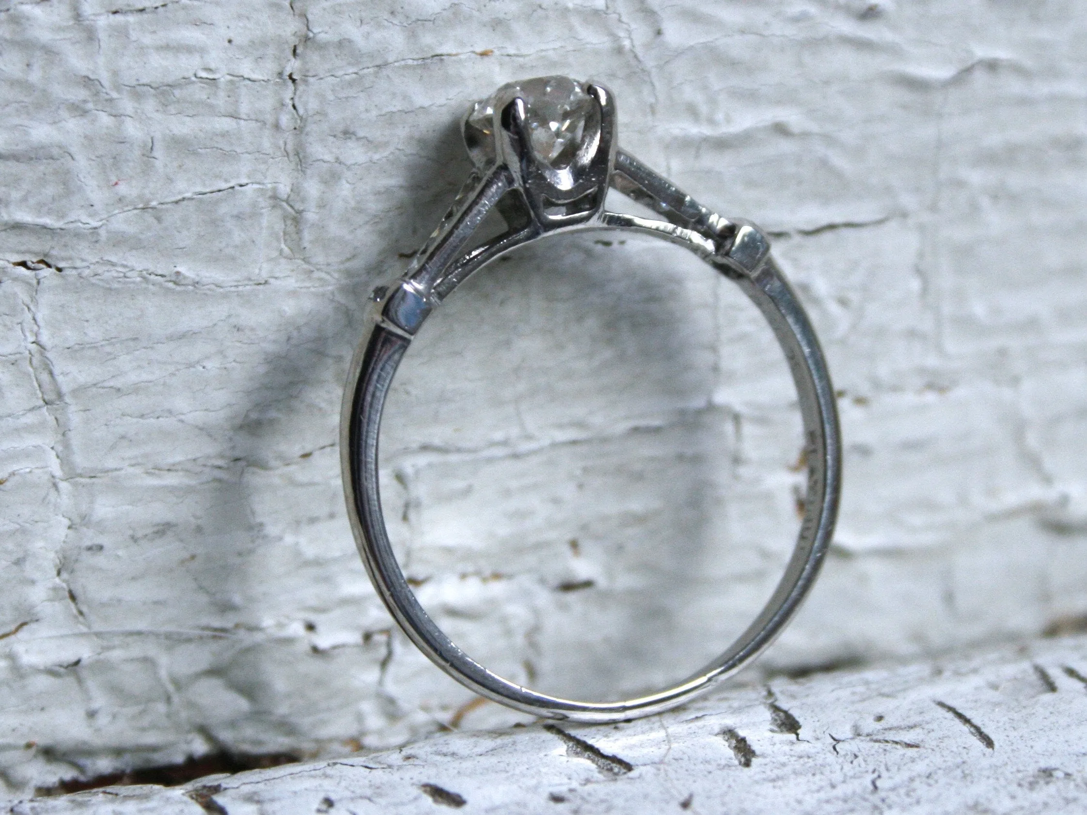 Gorgeous Antique Platinum Diamond Engagement Ring - 0.75ct.