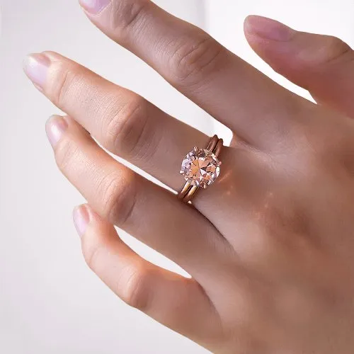 Gorgeous Round Cut Morganite Pink Wedding Set