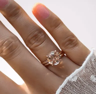 Gorgeous Round Cut Morganite Pink Wedding Set
