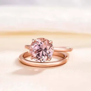 Gorgeous Round Cut Morganite Pink Wedding Set