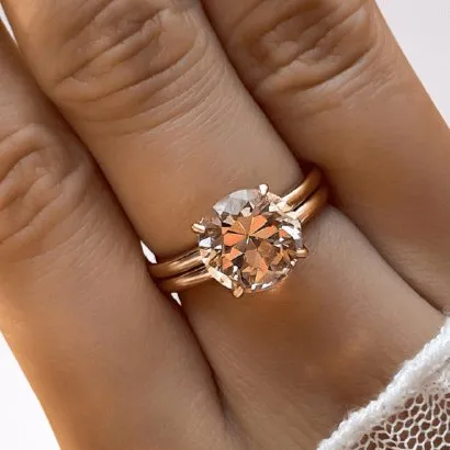 Gorgeous Round Cut Morganite Pink Wedding Set