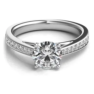 Graduated Pave-Set Diamond Engagement Ring