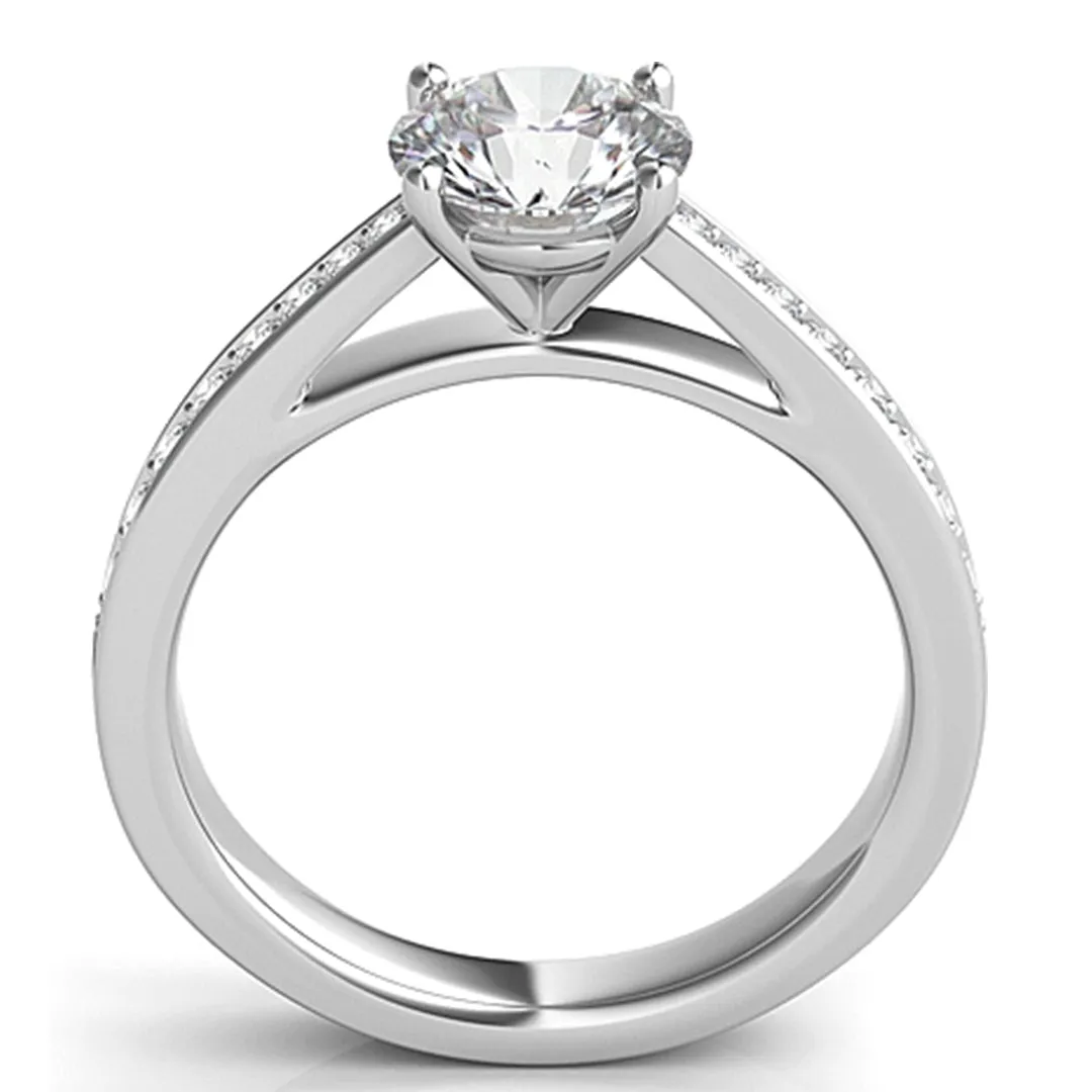 Graduated Pave-Set Diamond Engagement Ring
