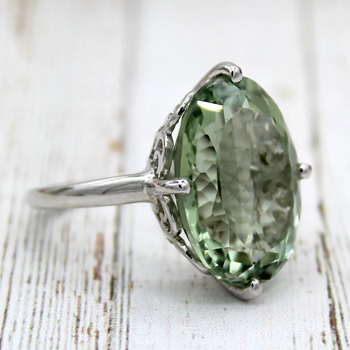 Green Amethyst Fine Statement Ring