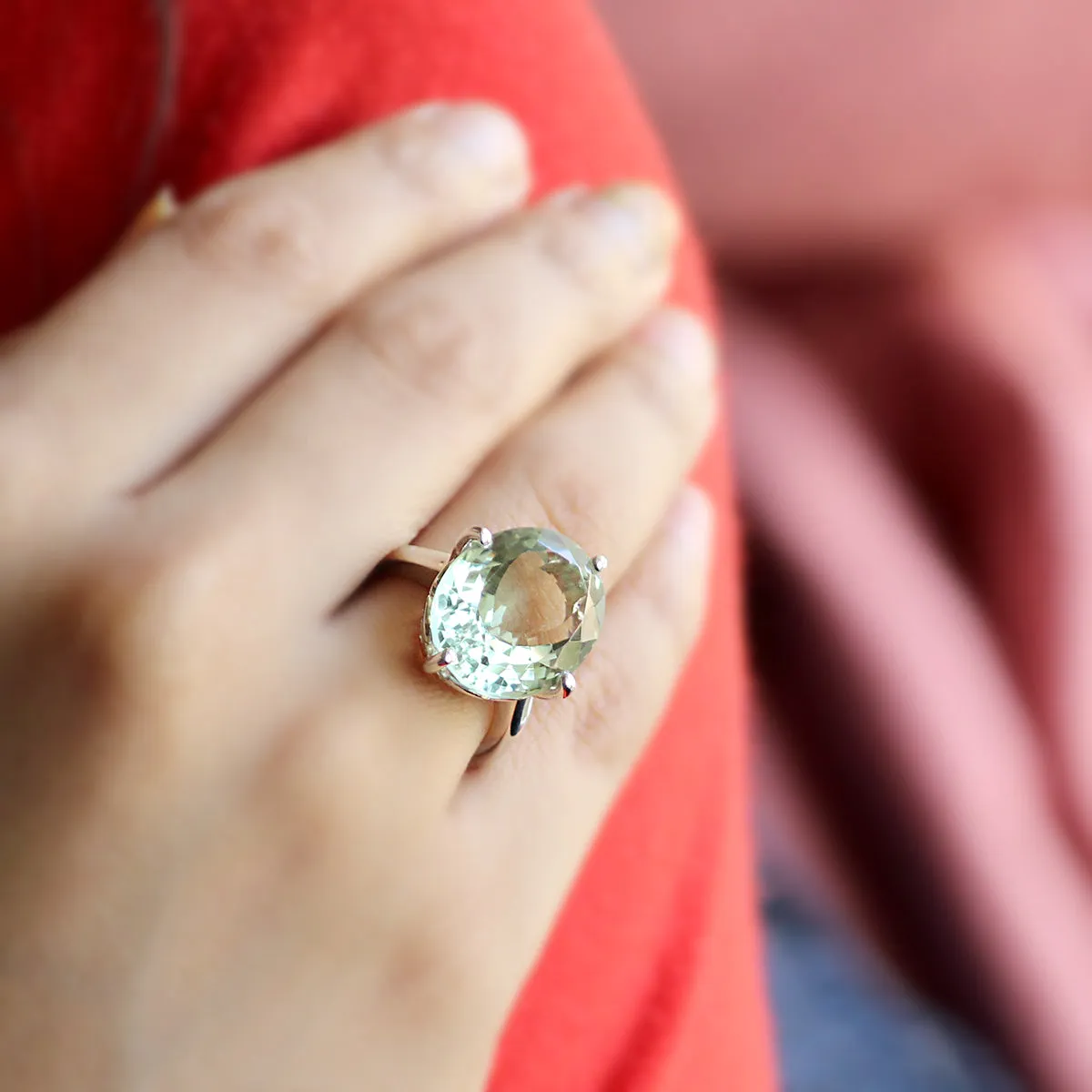 Green Amethyst Fine Statement Ring
