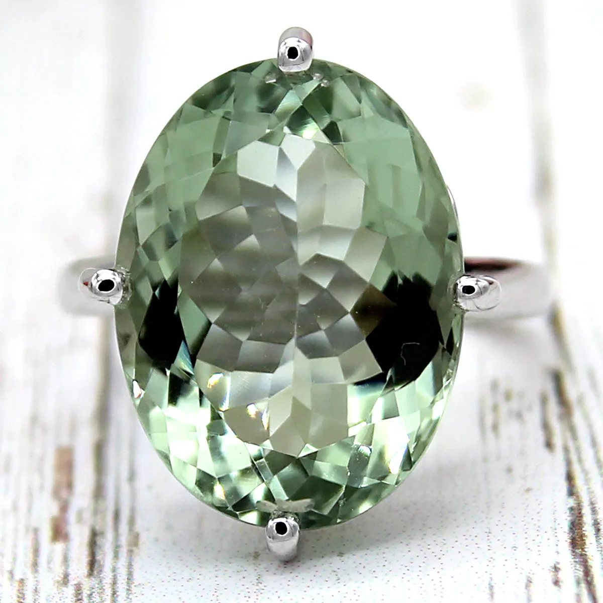 Green Amethyst Fine Statement Ring