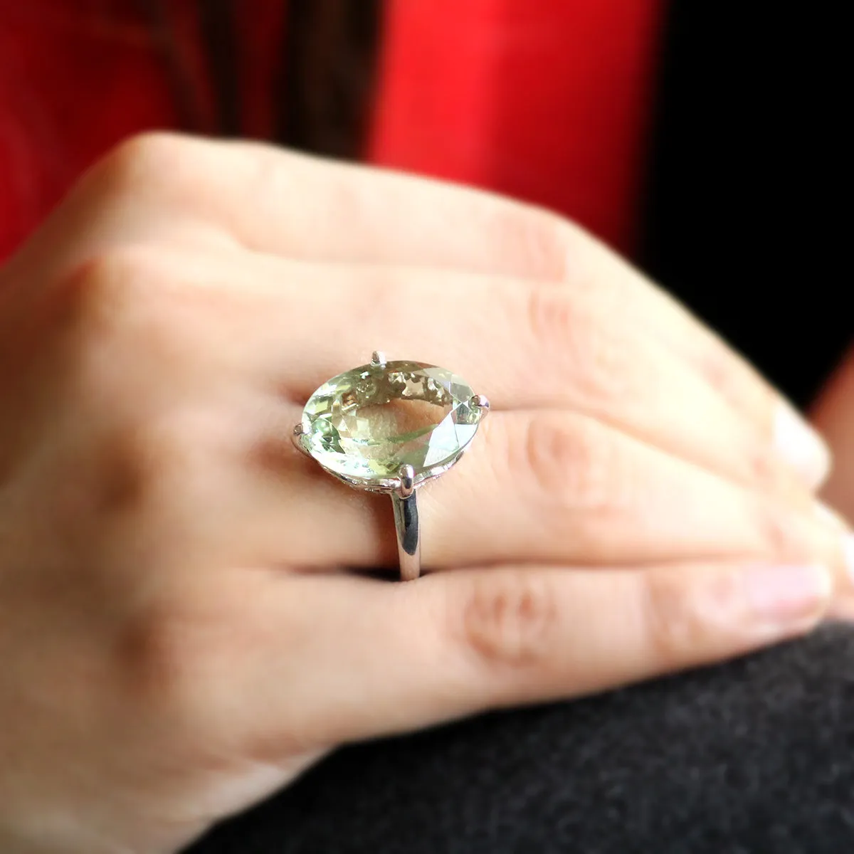 Green Amethyst Fine Statement Ring
