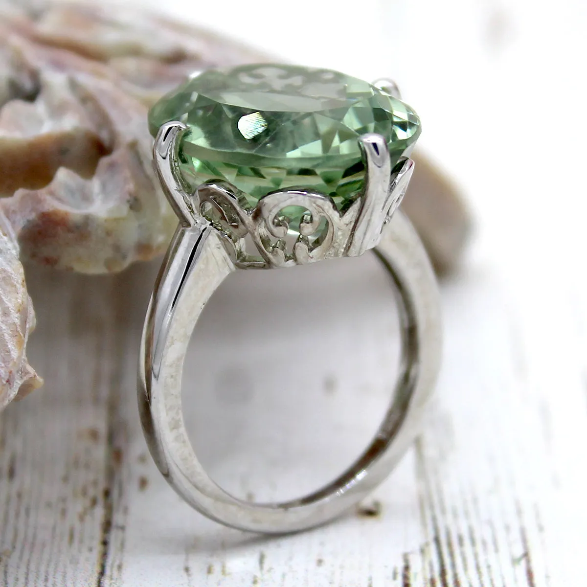 Green Amethyst Fine Statement Ring