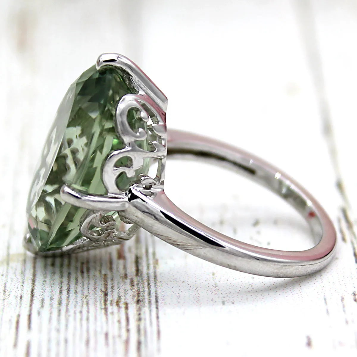 Green Amethyst Fine Statement Ring