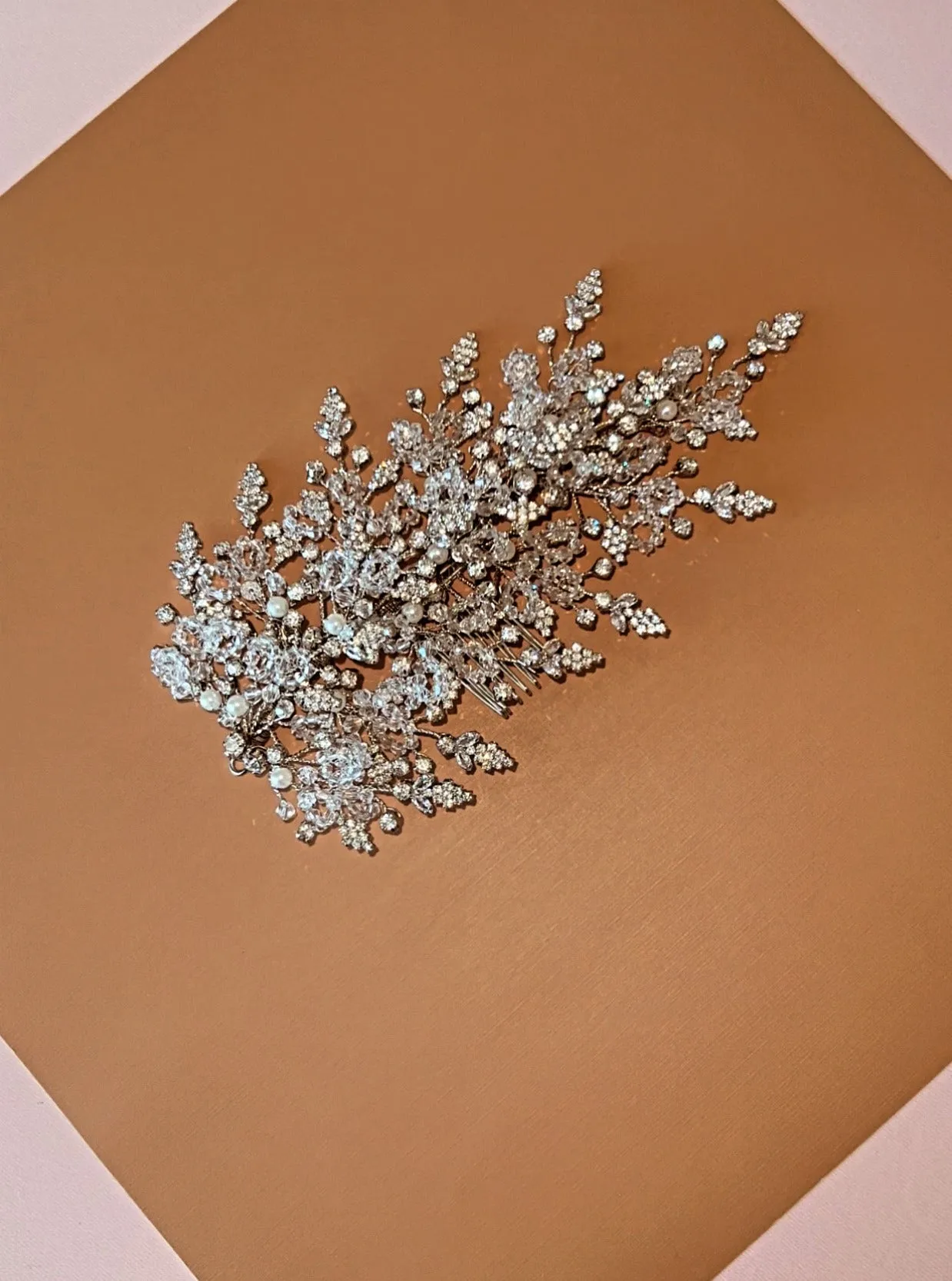 GRETA Swarovski Hair Comb, Wedding Headpiece with Pearls