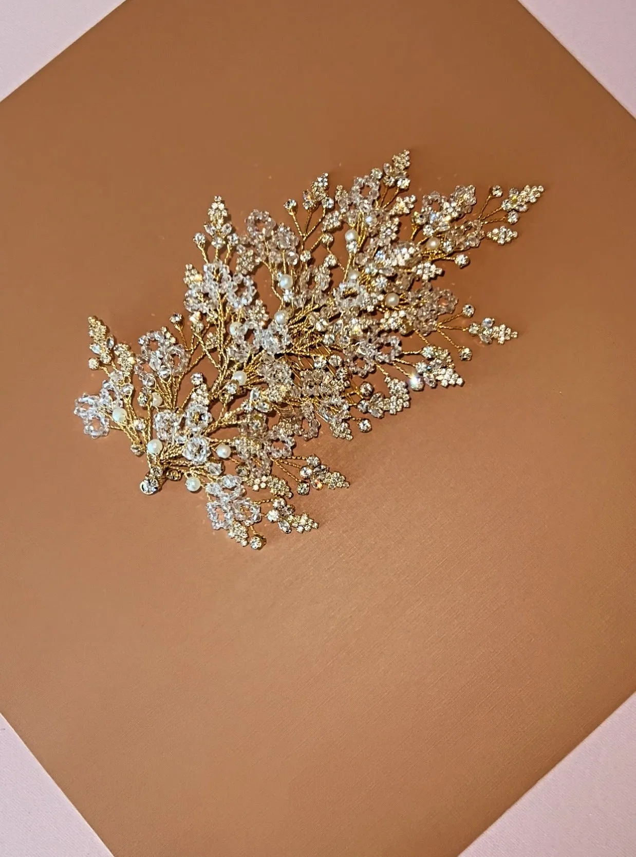 GRETA Swarovski Hair Comb, Wedding Headpiece with Pearls