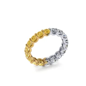 Half Diamond Half Fancy Yellow Diamond Eternity Band