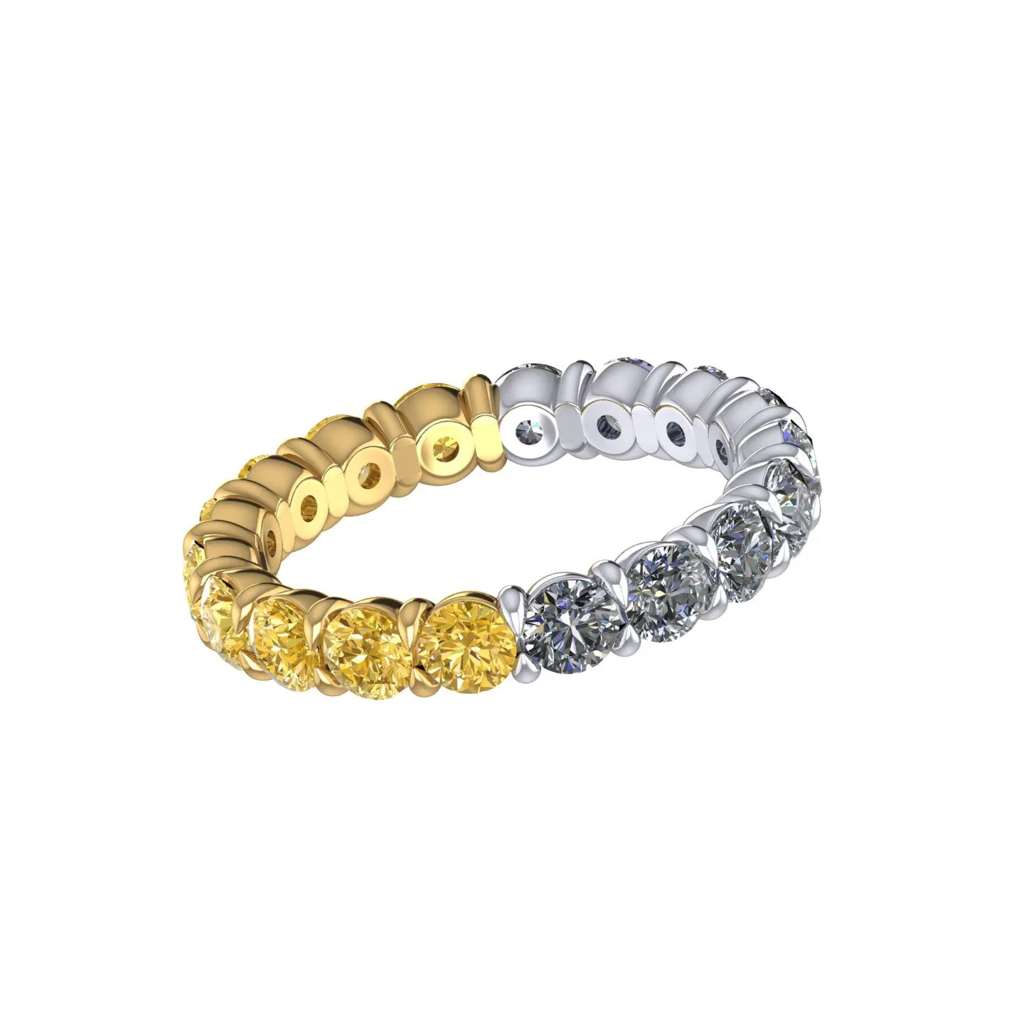Half Diamond Half Fancy Yellow Diamond Eternity Band