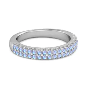 Half Eternity Band Moonstone Dual Line Ring 925 Sterling Silver