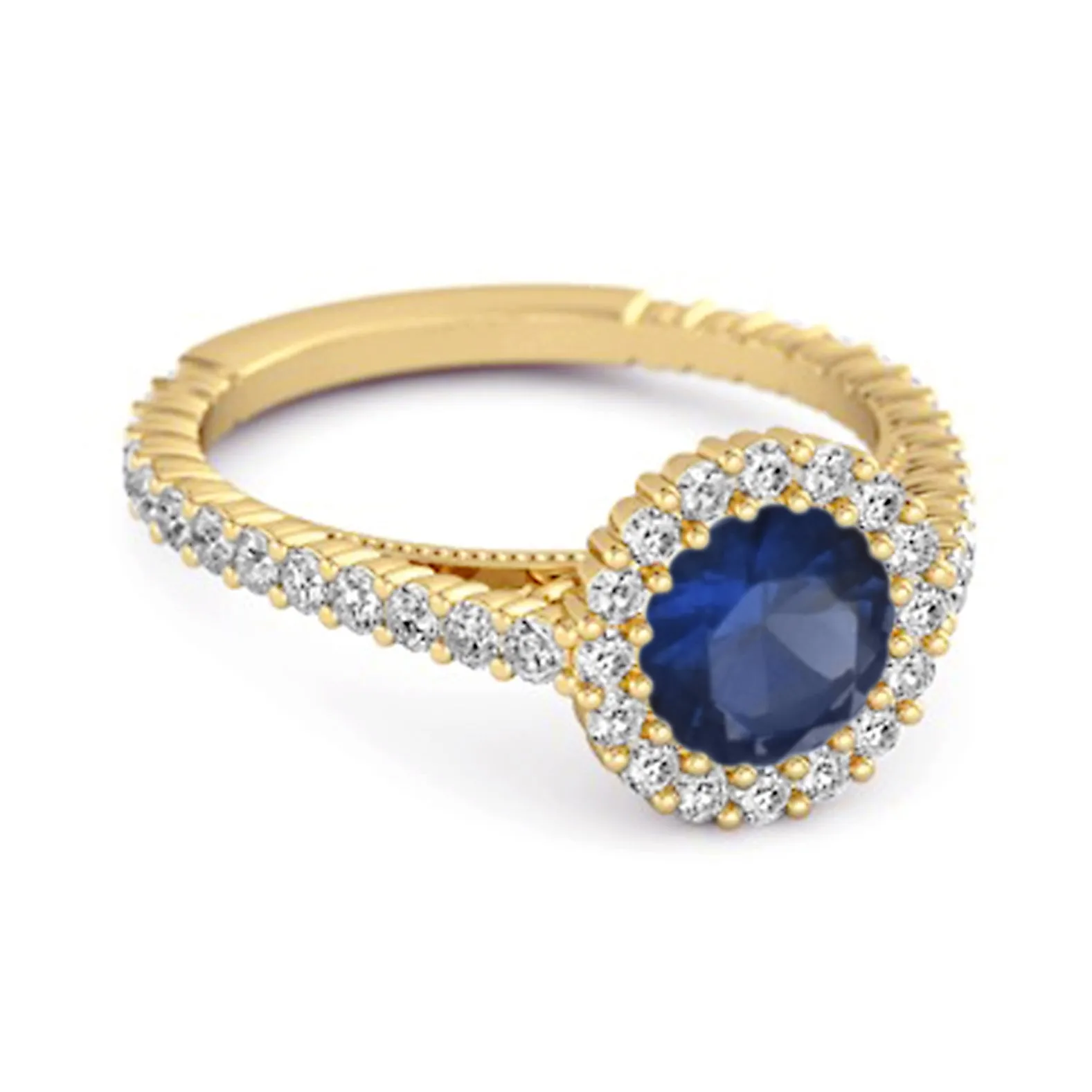 Halo Engagement 925 Sterling Silver 0.50 Ctw Blue Sapphire Stacking Ring