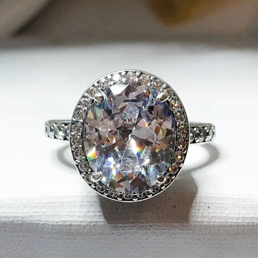 Halo Ring, Size 6, White CZ Gems, Art Deco Sterling Silver Filigree #D228 - Ready to Ship