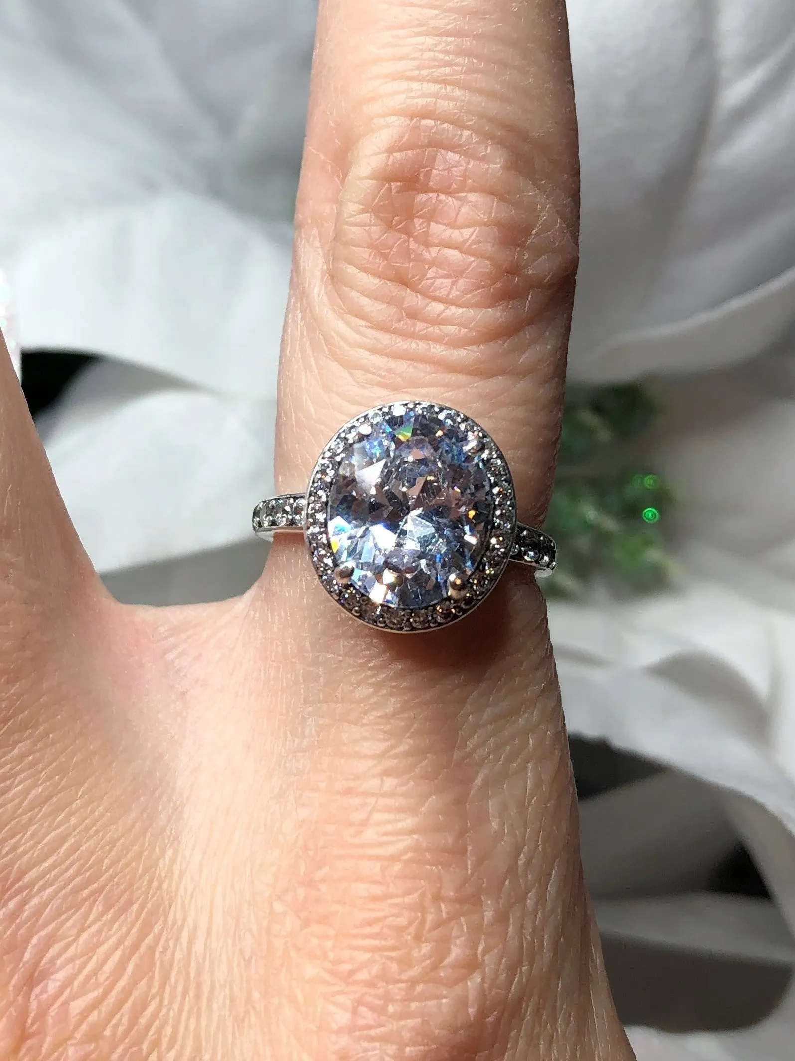 Halo Ring, Size 6, White CZ Gems, Art Deco Sterling Silver Filigree #D228 - Ready to Ship