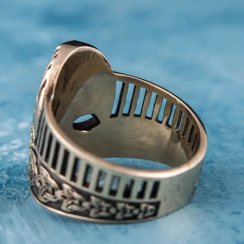 Handcrafted Viking Helmet with Norse Ornament  Unique Ring