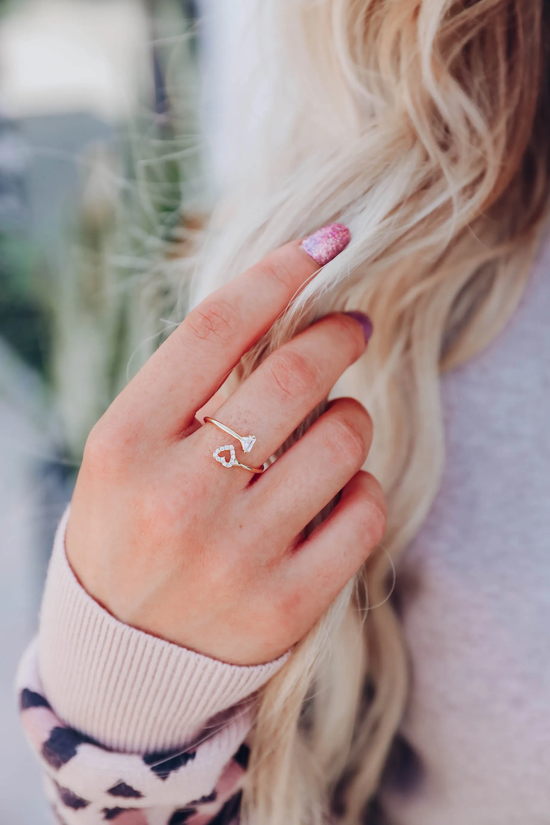 Heart and Stone Ring - Gold Plated