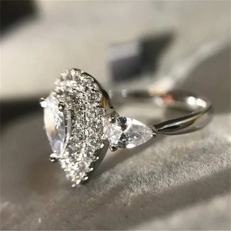 Heart Zircon Gemstone Engagement Ring For Women Jewelry