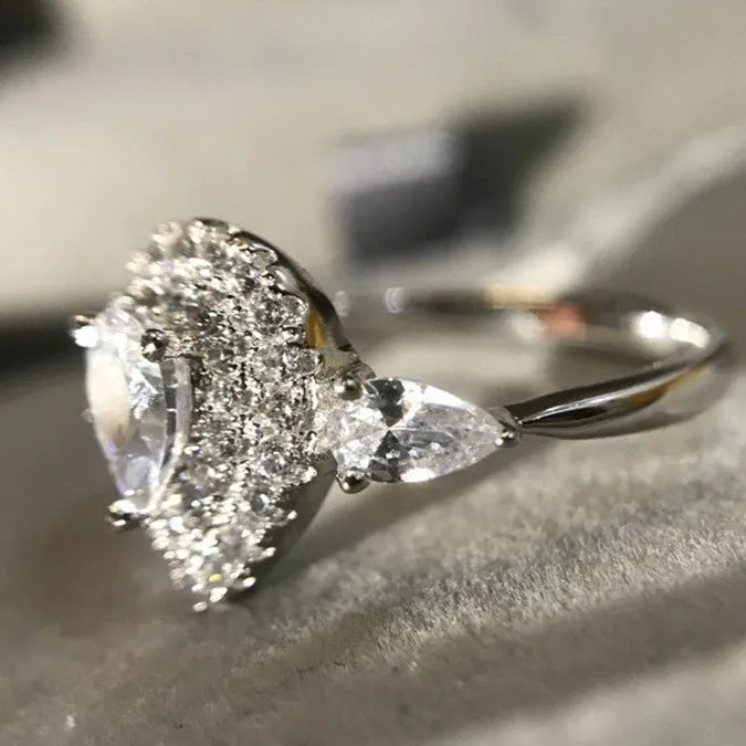 Heart Zircon Gemstone Engagement Ring For Women Jewelry