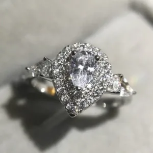 Heart Zircon Gemstone Engagement Ring For Women Jewelry