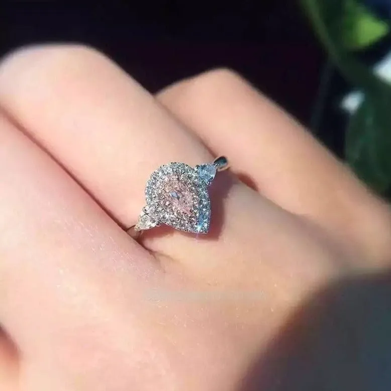 Heart Zircon Gemstone Engagement Ring For Women Jewelry