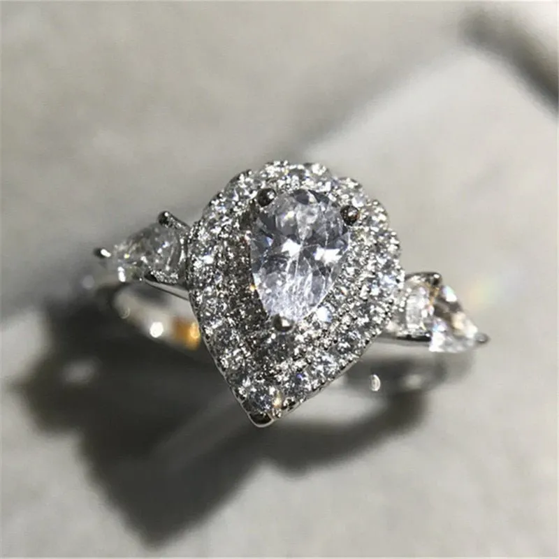 Heart Zircon Gemstone Engagement Ring For Women Jewelry