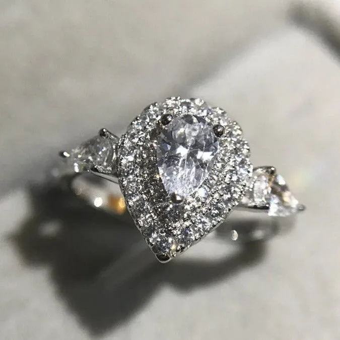 Heart Zircon Gemstone Engagement Ring For Women Jewelry