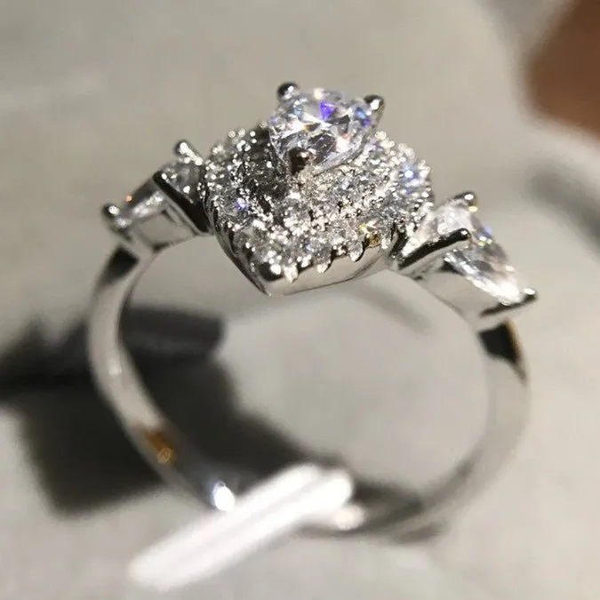 Heart Zircon Gemstone Engagement Ring For Women Jewelry