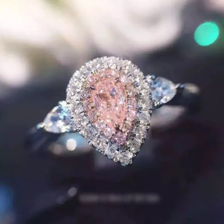 Heart Zircon Gemstone Engagement Ring For Women Jewelry