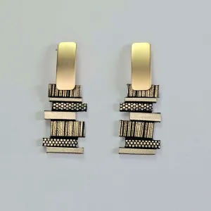 Hellena gold leather drop earrings
